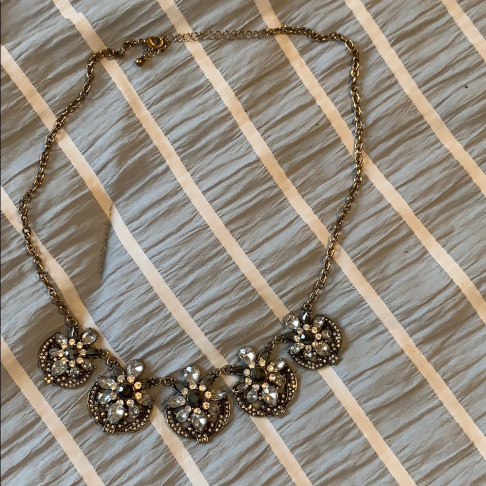 Silver and rhinestone statement necklace